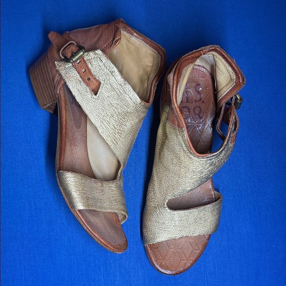 A.S.98 Brown and Gold Women's Sandals